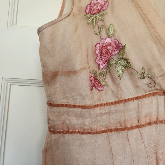 Vintage April Cornell Silk And Cotton Floral Embroidery Dress Medium - Picture 5 of 11